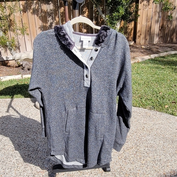 NWOT SOFT SURROUNDINGS Medium Cabin Cuddle Up Hoodie Sweatshirt Sweater Hood Gra - Picture 4 of 12